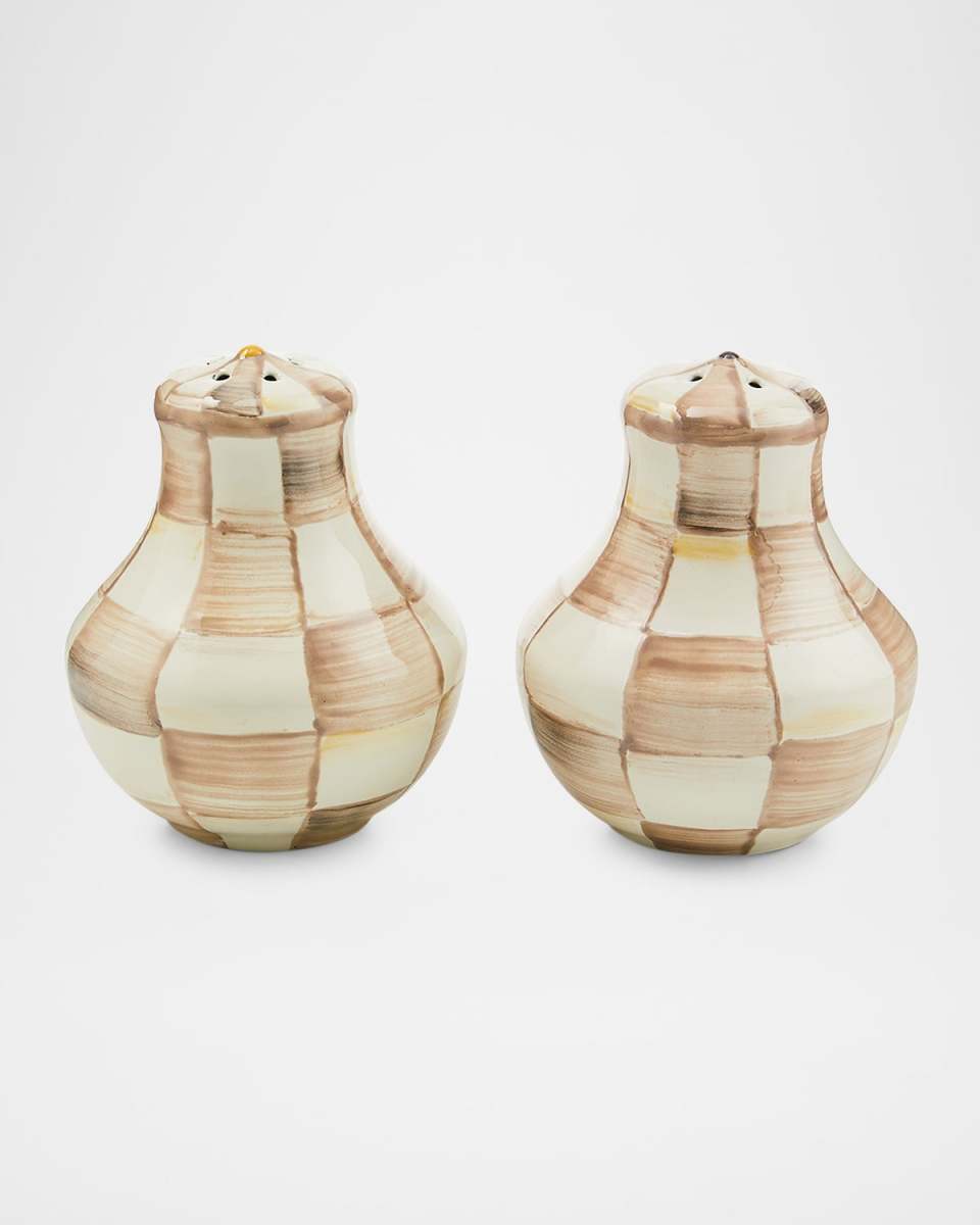 Mocha Check Salt & Pepper Shakers